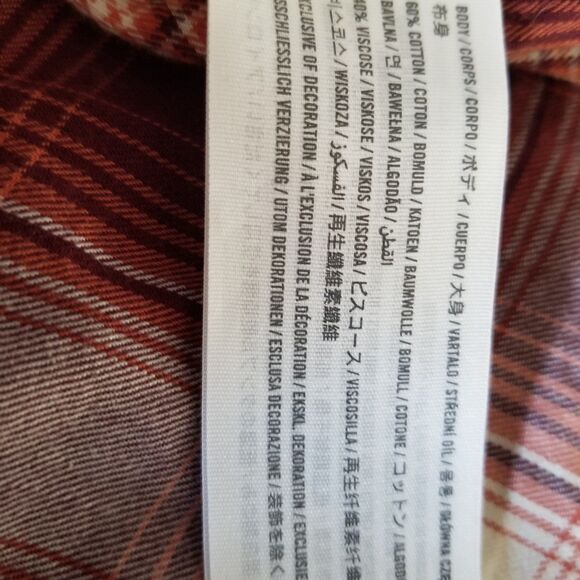 Abercrombie & Fitch Cropped Button Up Flannel Plaid Shirt Size Medium - Picture 9 of 9